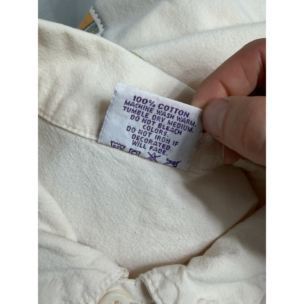 Vintage Jimmy Buffet Margaritaville Shirt Mens Medium Cream Button Front 1995 - Picture 5 of 7
